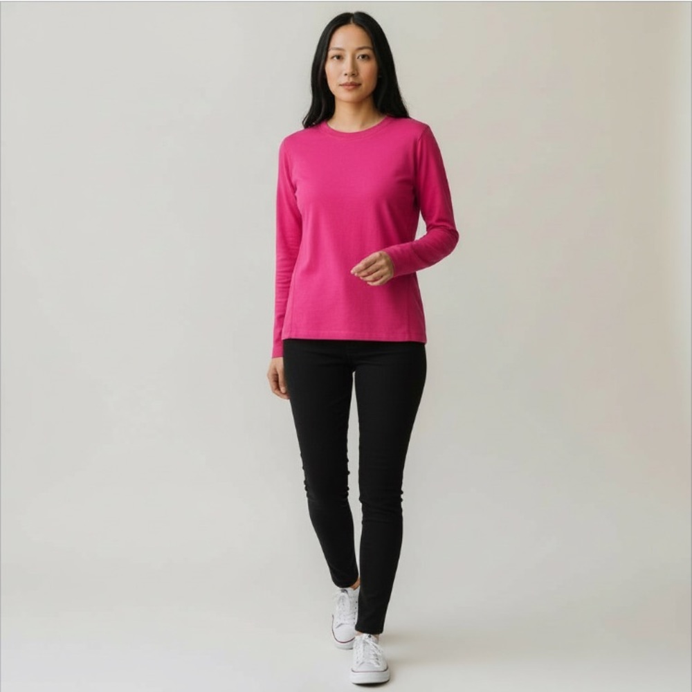 T by Talbots Fitted Flourescent Seamless Stretch Ribbed Crewneck Tee Size LP